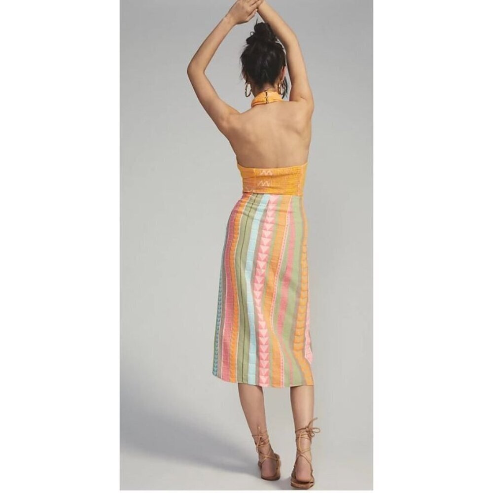 Anhropologie Devotion Twins Knot Front Midi Skirt Size S NEW Colorful - Picture 3 of 8